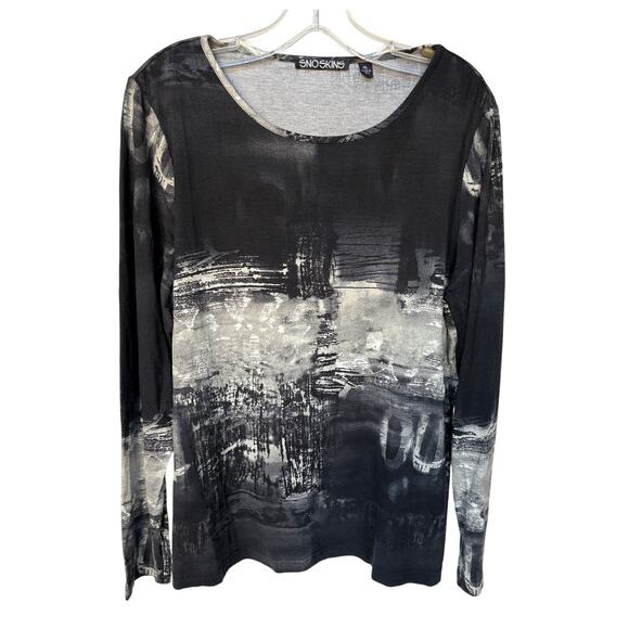 Snoskins Black and White Abstract Artistic Print Base Layer -  Shirt size XL - Picture 1 of 9